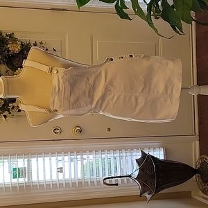 I & M Black Label White Premium Denim  Mid Rise Mini skirt overall Small…EUC